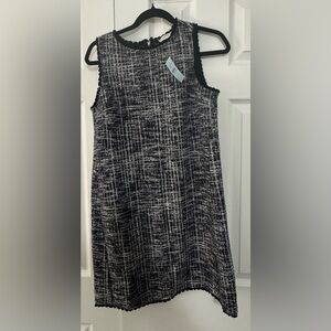 NWT LOFT Black and White Tweed Shift Dress